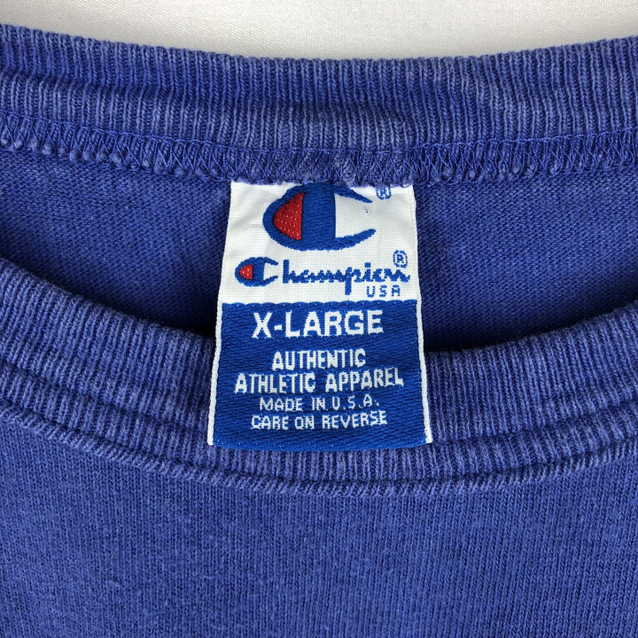 90'S Champion Authentic Athletic Apparel Logo Print T-Shirt Made in USA Men's XL Vintage cotton blue type Vintage Second Hand