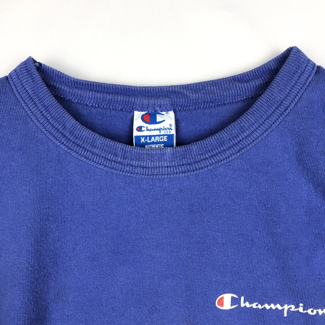 90'S Champion Authentic Athletic Apparel Logo Print T-Shirt Made in USA Men's XL Vintage cotton blue type Vintage Second Hand