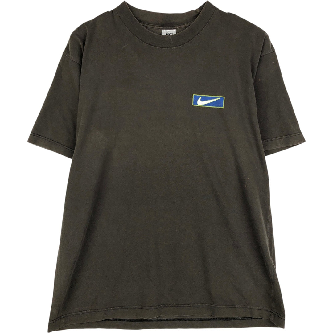 90'S Nike T-shirt with back logo print, men's size M equivalent, vintage. cotton brown type Vintage Second Hand