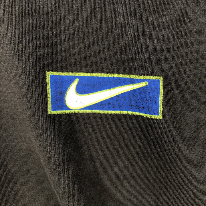 90'S Nike T-shirt with back logo print, men's size M equivalent, vintage. cotton brown type Vintage Second Hand