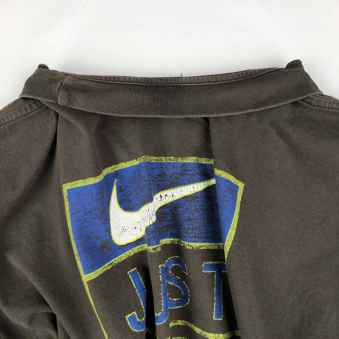 90'S Nike T-shirt with back logo print, men's size M equivalent, vintage. cotton brown type Vintage Second Hand