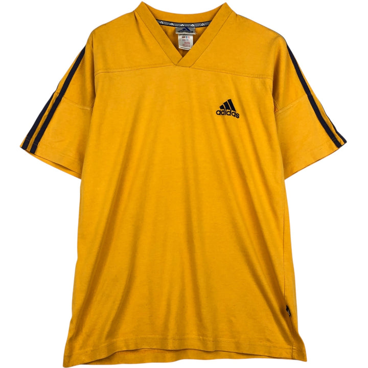 90s-00'S Adidas V-neck football t-shirt, men's size M (approx.) cotton yellow type Vintage Second Hand