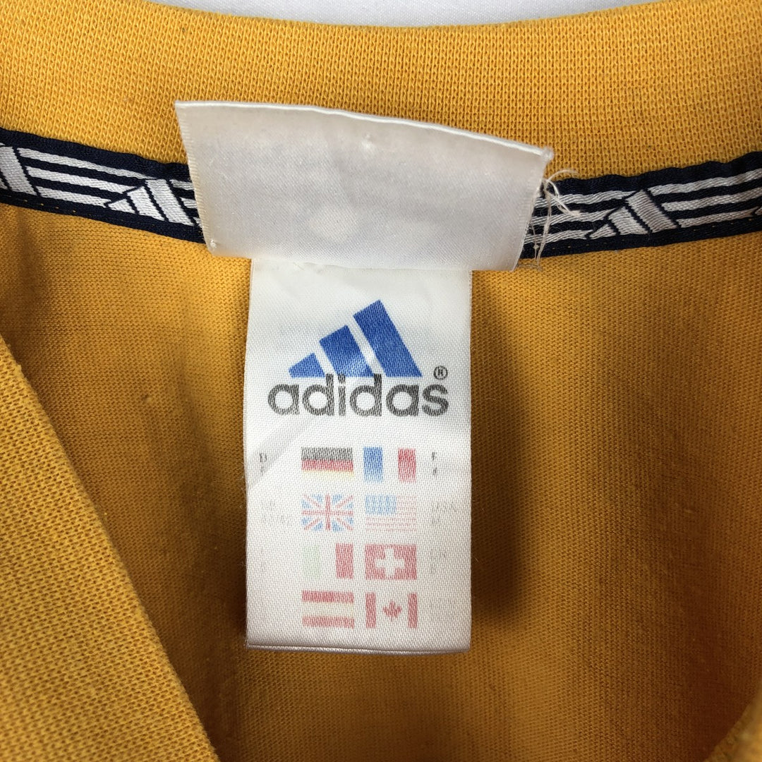 90s-00'S Adidas V-neck football t-shirt, men's size M (approx.) cotton yellow type Vintage Second Hand