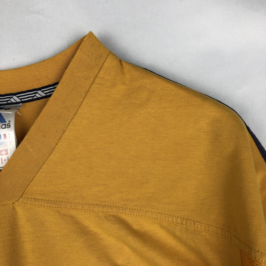 90s-00'S Adidas V-neck football t-shirt, men's size M (approx.) cotton yellow type Vintage Second Hand