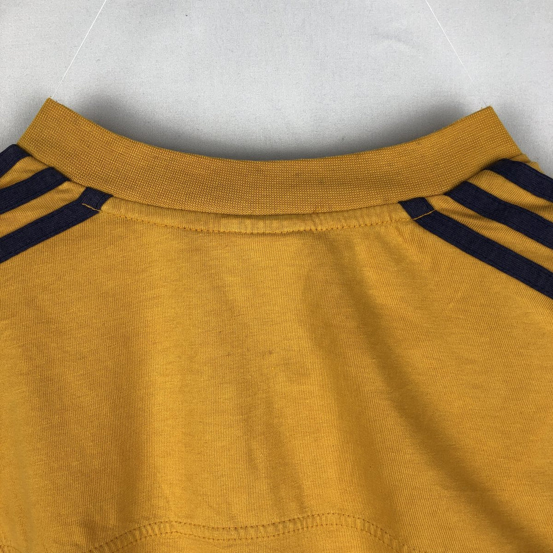 90s-00'S Adidas V-neck football t-shirt, men's size M (approx.) cotton yellow type Vintage Second Hand