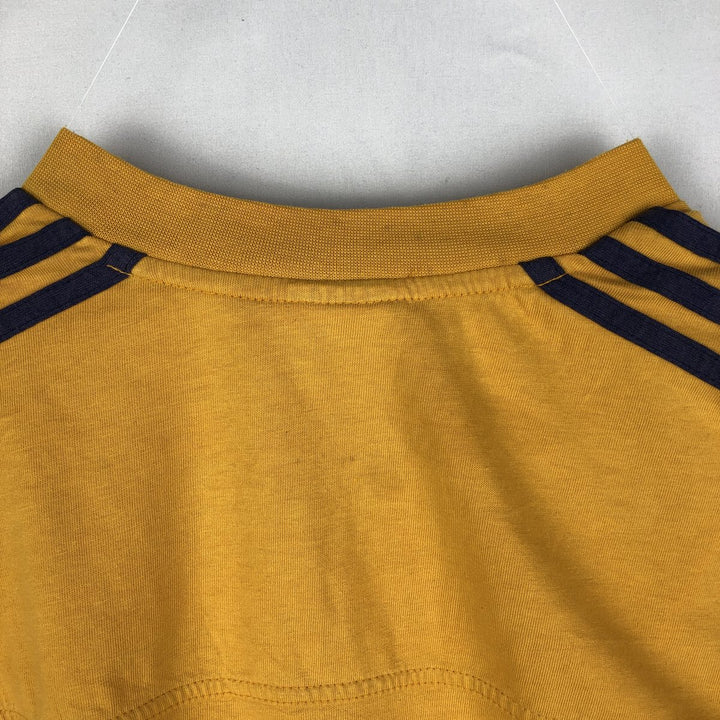 90s-00'S Adidas V-neck football t-shirt, men's size M (approx.) cotton yellow type Vintage Second Hand