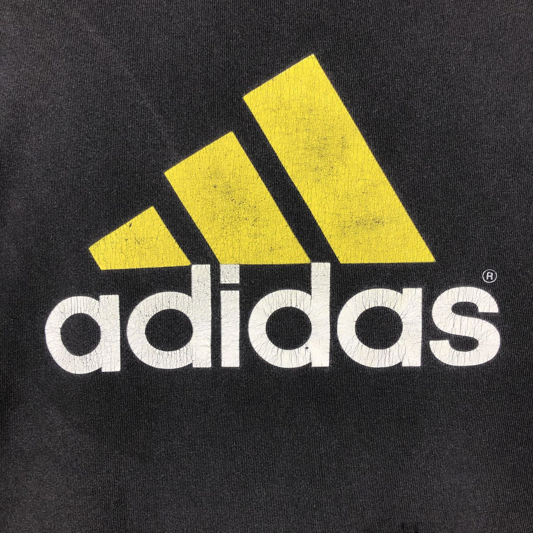 90s-era Adidas logo T-shirt, made in USA, men's size XL (approx.) cotton black type Vintage Second Hand