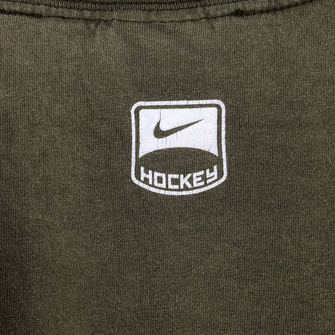 Nike HOCKEY Fire Pattern Sport Print T-Shirt, Men's Size XL (approx.) cotton Khaki type Vintage Second Hand