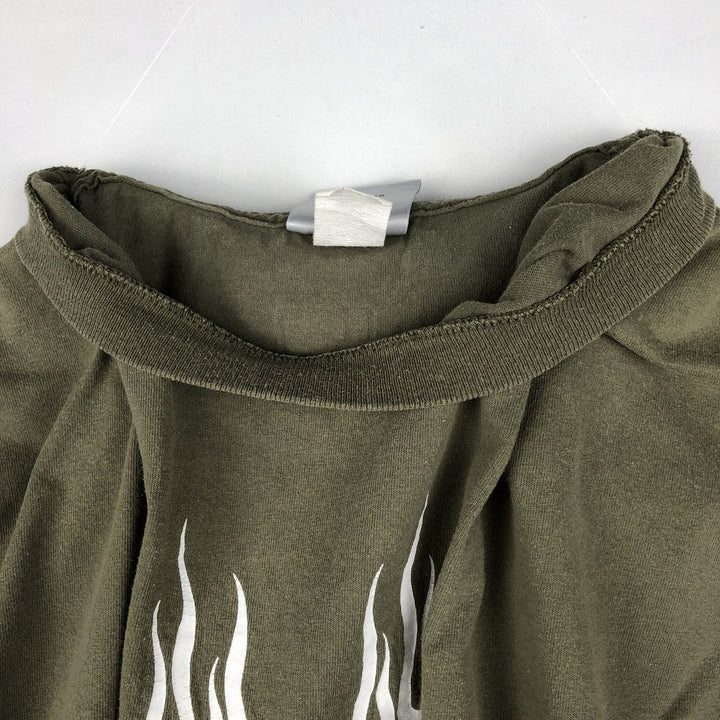 Nike HOCKEY Fire Pattern Sport Print T-Shirt, Men's Size XL (approx.) cotton Khaki type Vintage Second Hand