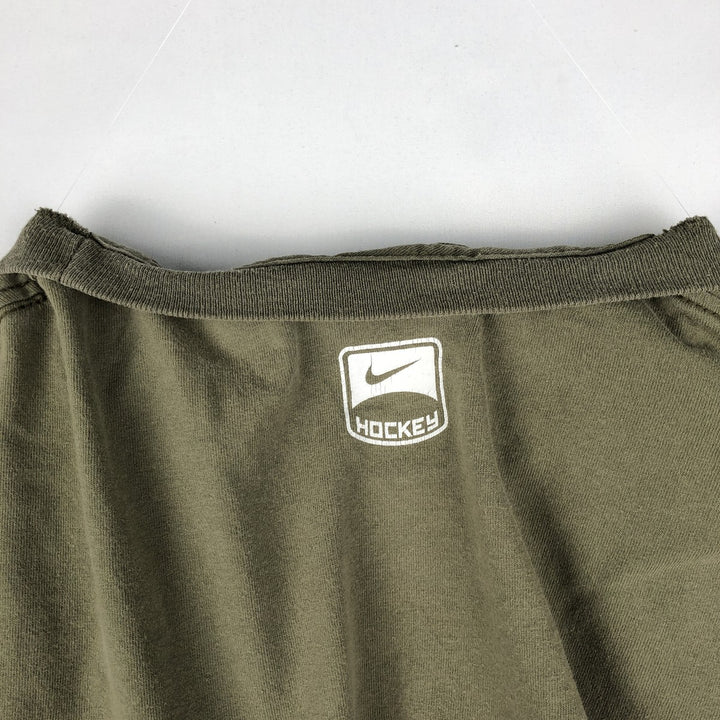 Nike HOCKEY Fire Pattern Sport Print T-Shirt, Men's Size XL (approx.) cotton Khaki type Vintage Second Hand