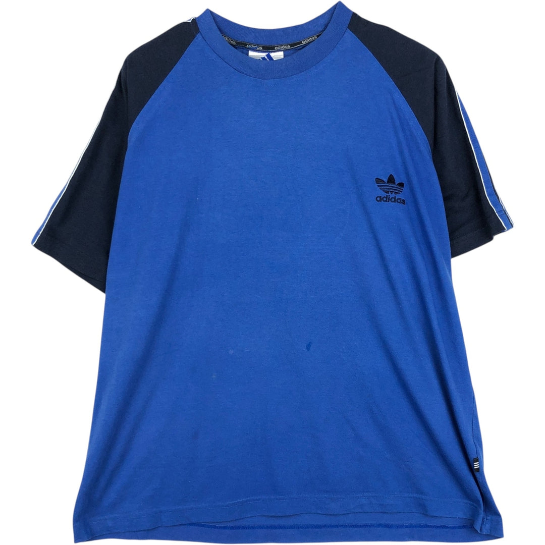 90s-00'S Adidas back logo t-shirt, men's size M (approx.) unclear Navy blue Vintage Second Hand