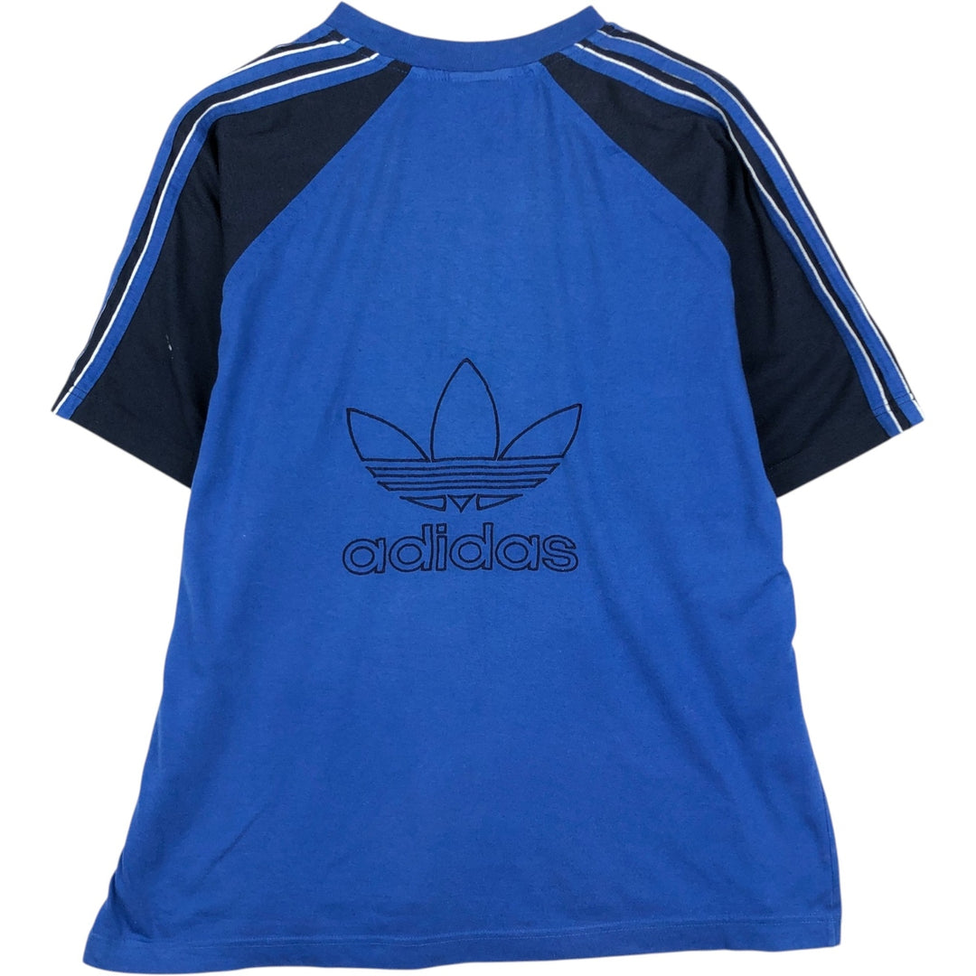 90s-00'S Adidas back logo t-shirt, men's size M (approx.) unclear Navy blue Vintage Second Hand