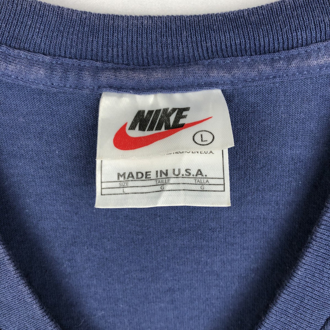 90s-era Nike V-neck sleeveless t-shirt, made in USA, men's size L equivalent, vintage. cotton navy blue type Vintage Second Hand