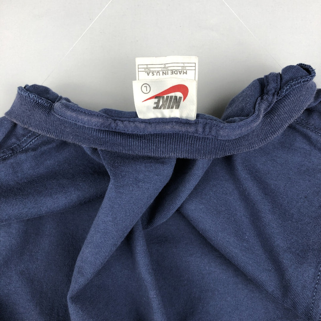 90s-era Nike V-neck sleeveless t-shirt, made in USA, men's size L equivalent, vintage. cotton navy blue type Vintage Second Hand