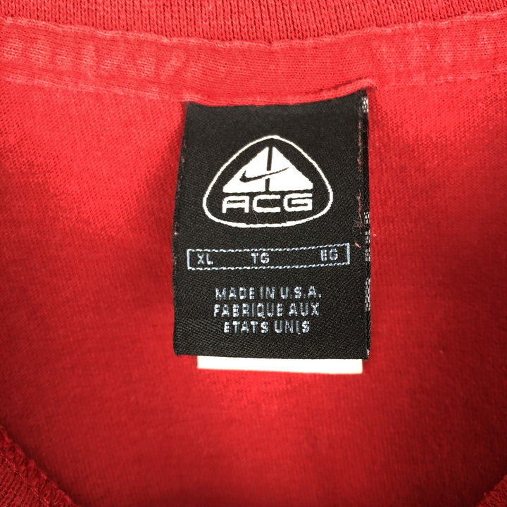 Nike ACG One-Point Logo T-Shirt, Made in USA, Men's XL (approx.) cotton red type Vintage Second Hand