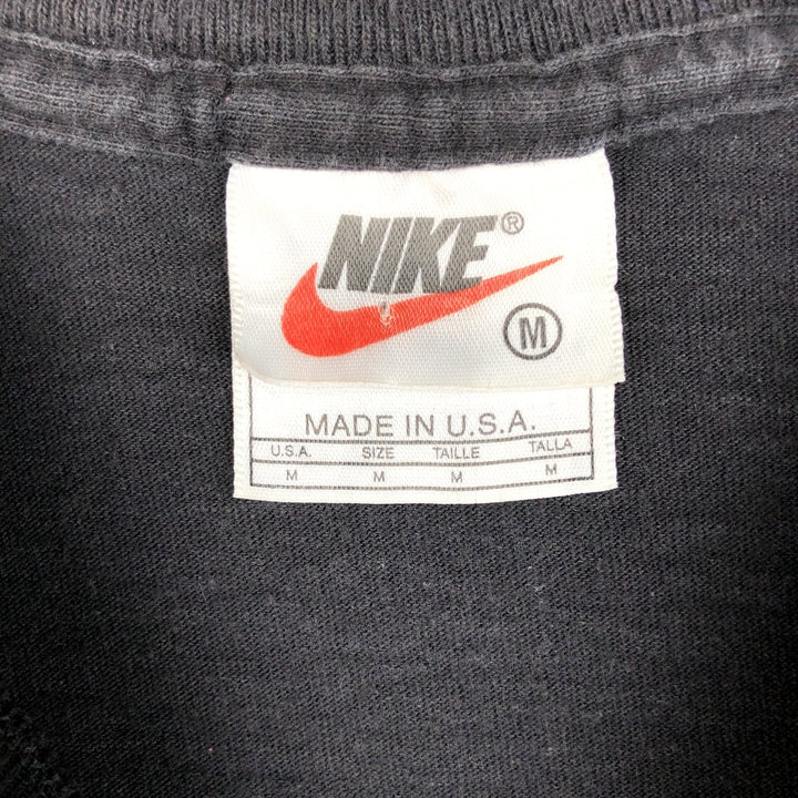 90s-era Nike logo print t-shirt, made in USA, men's size M equivalent, vintage. cotton black type Vintage Second Hand