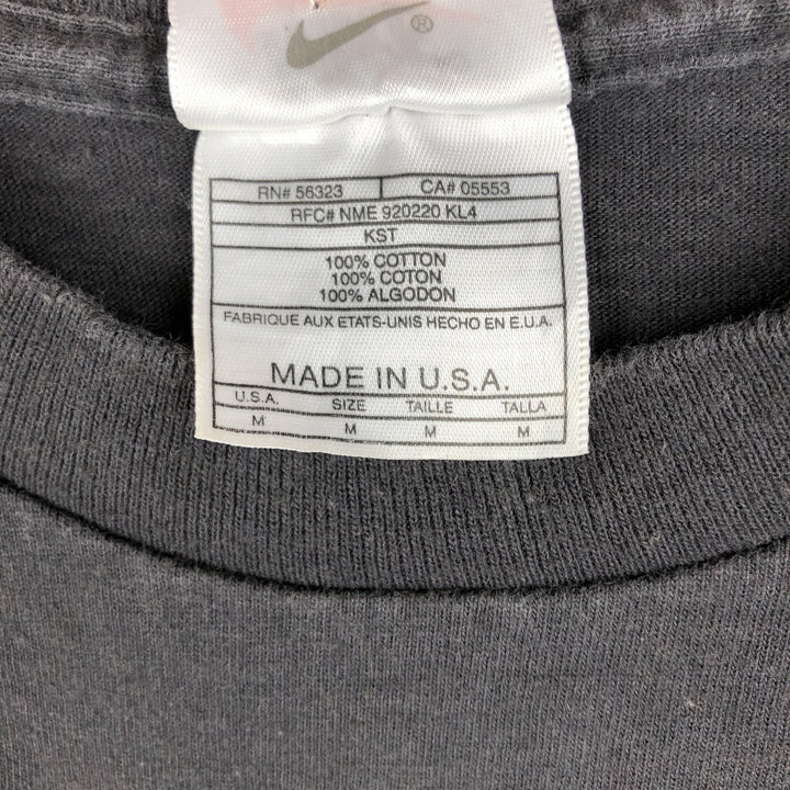 90s-era Nike logo print t-shirt, made in USA, men's size M equivalent, vintage. cotton black type Vintage Second Hand