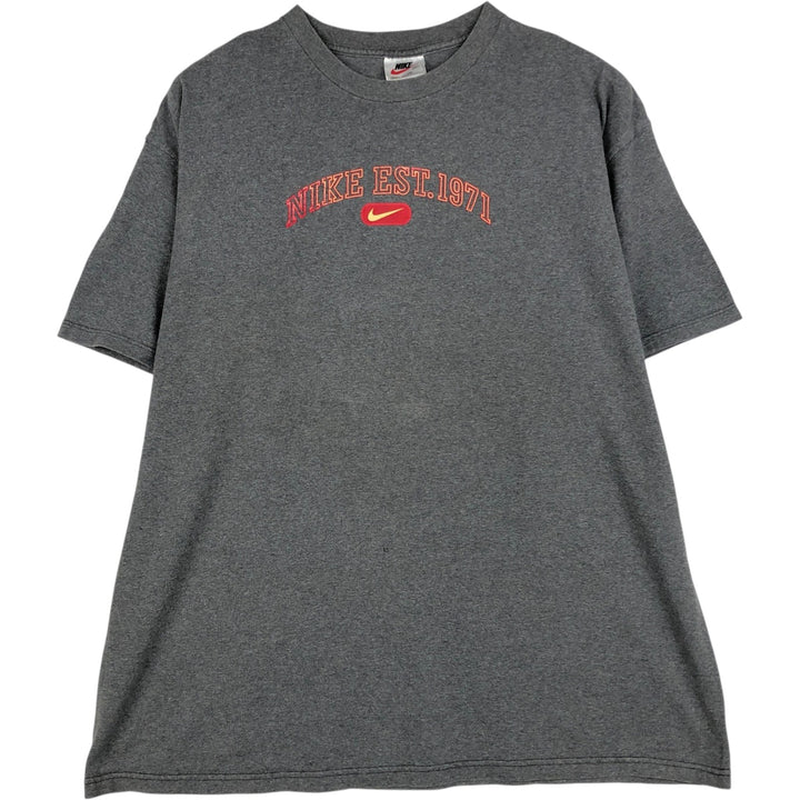 90'S Nike Foam Print Logo T-Shirt, Made in USA, Men's XL equivalent, Vintage cotton Charcoal Vintage Second Hand