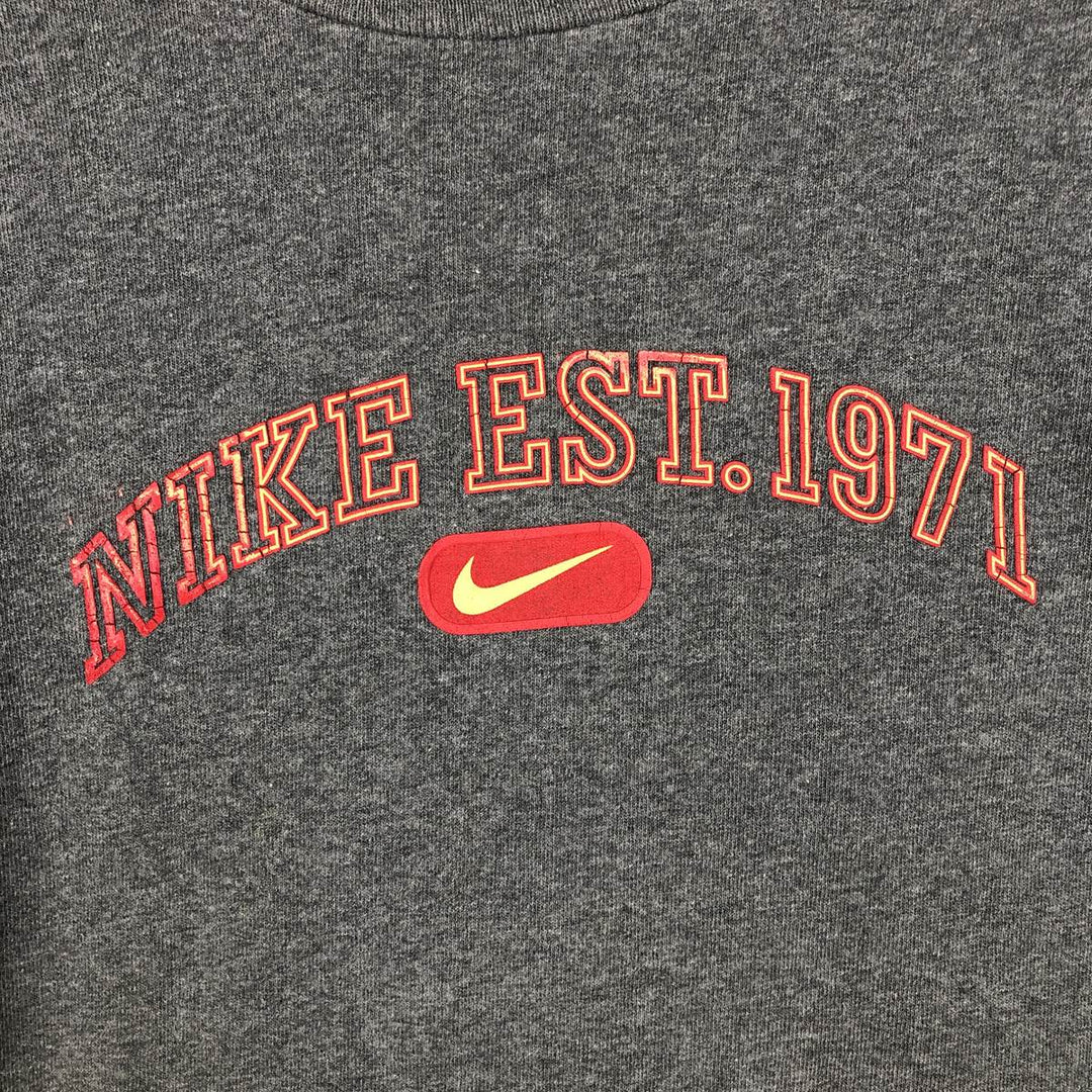 90'S Nike Foam Print Logo T-Shirt, Made in USA, Men's XL equivalent, Vintage cotton Charcoal Vintage Second Hand