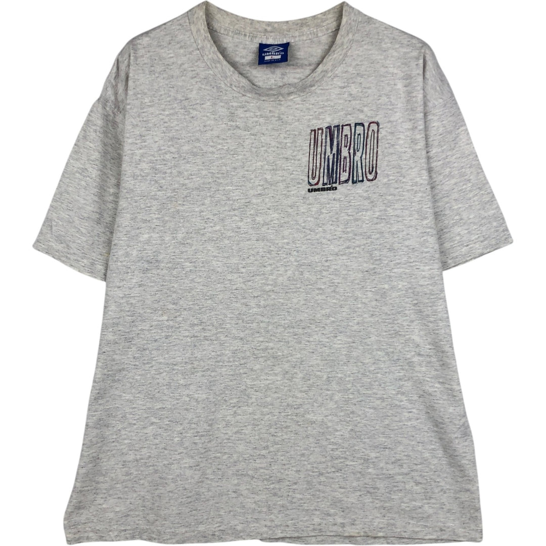 90'S Umbro Blue Tag Logo Print T-Shirt, Made in USA, Men's Size L (Equivalent), Vintage cotton gray type Vintage Second Hand