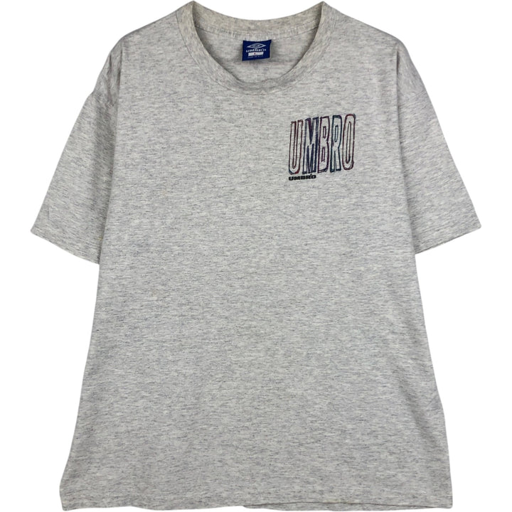 90'S Umbro Blue Tag Logo Print T-Shirt, Made in USA, Men's Size L (Equivalent), Vintage cotton gray type Vintage Second Hand