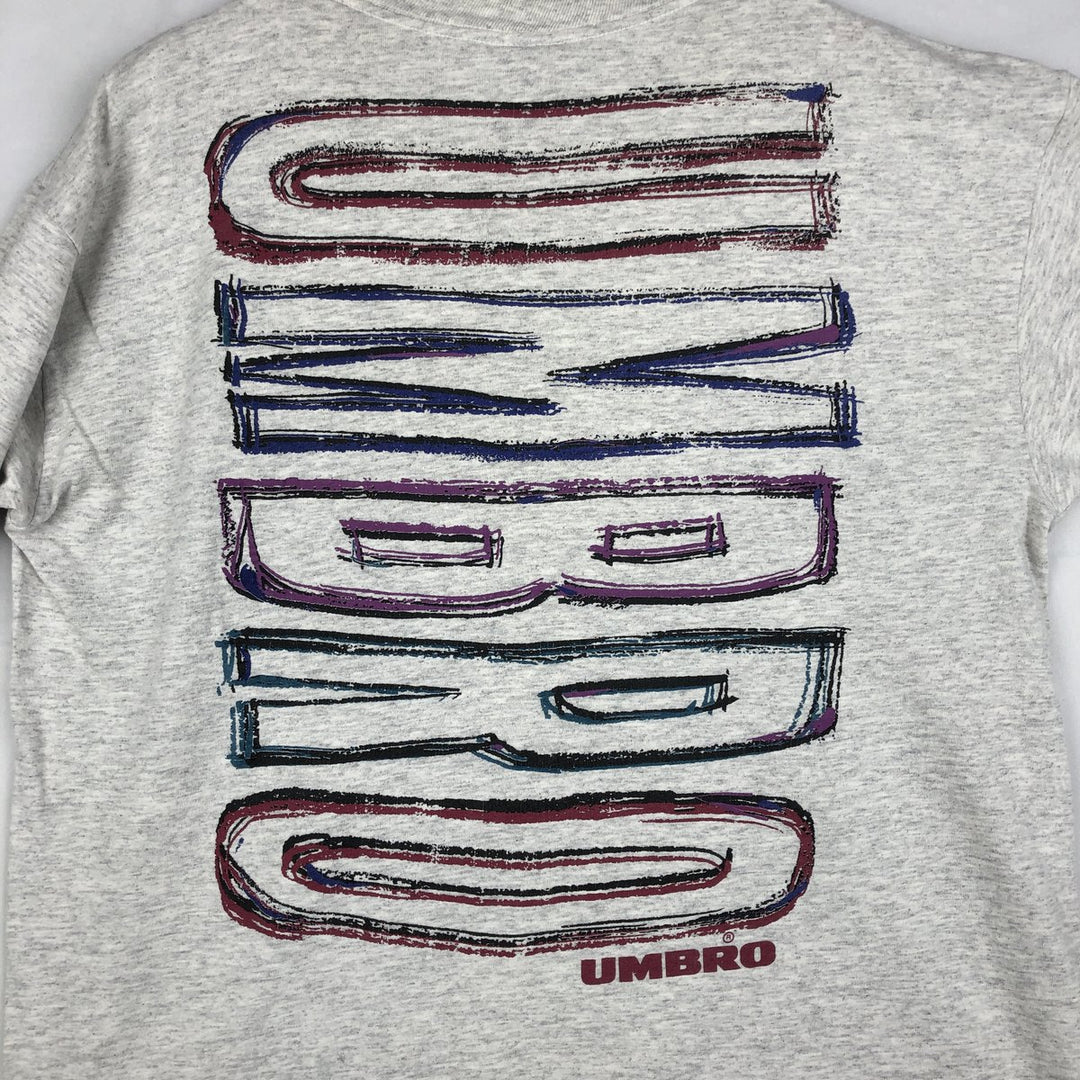 90'S Umbro Blue Tag Logo Print T-Shirt, Made in USA, Men's Size L (Equivalent), Vintage cotton gray type Vintage Second Hand