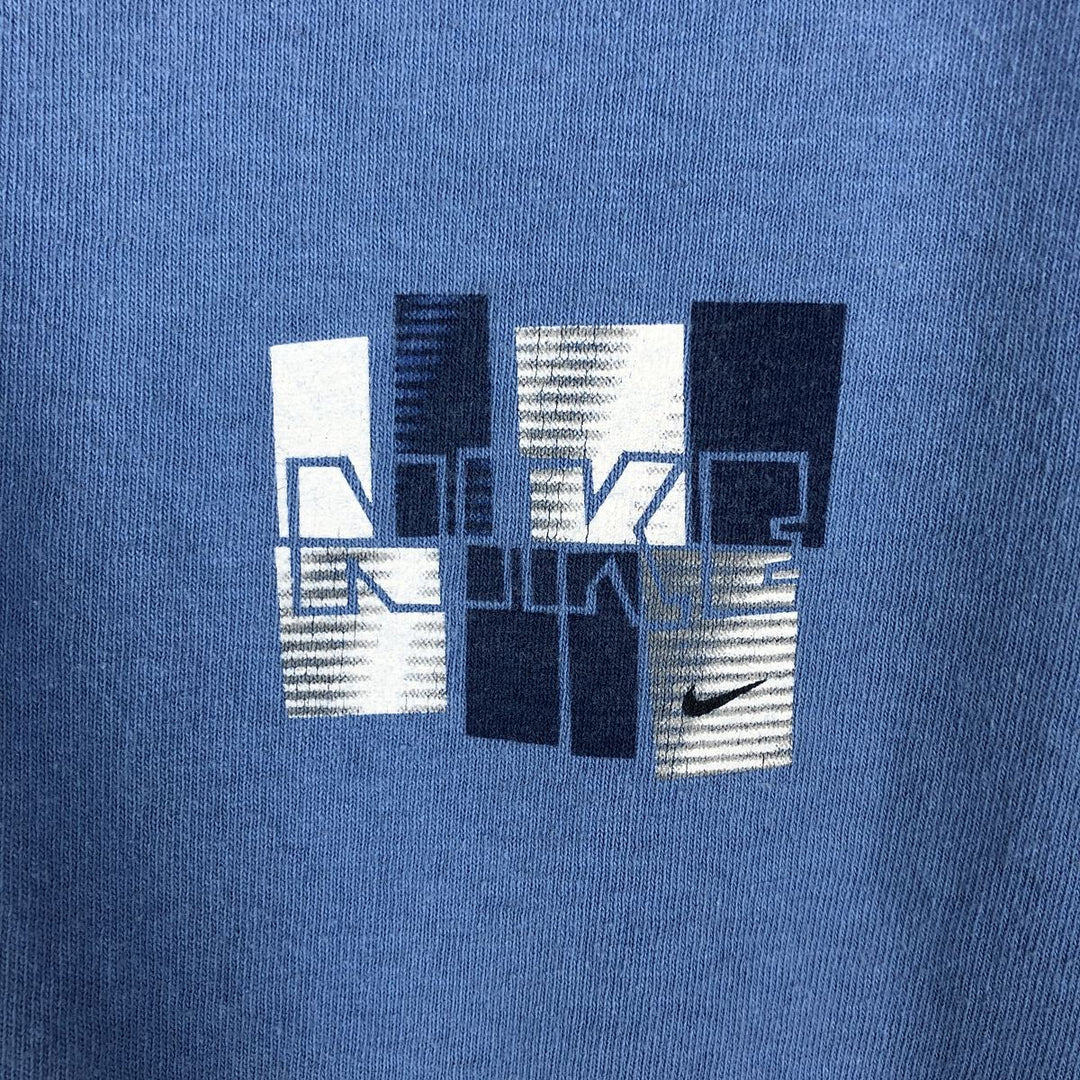 Nike logo print T-shirt, made in USA, men's size XL. cotton blue type Vintage Second Hand