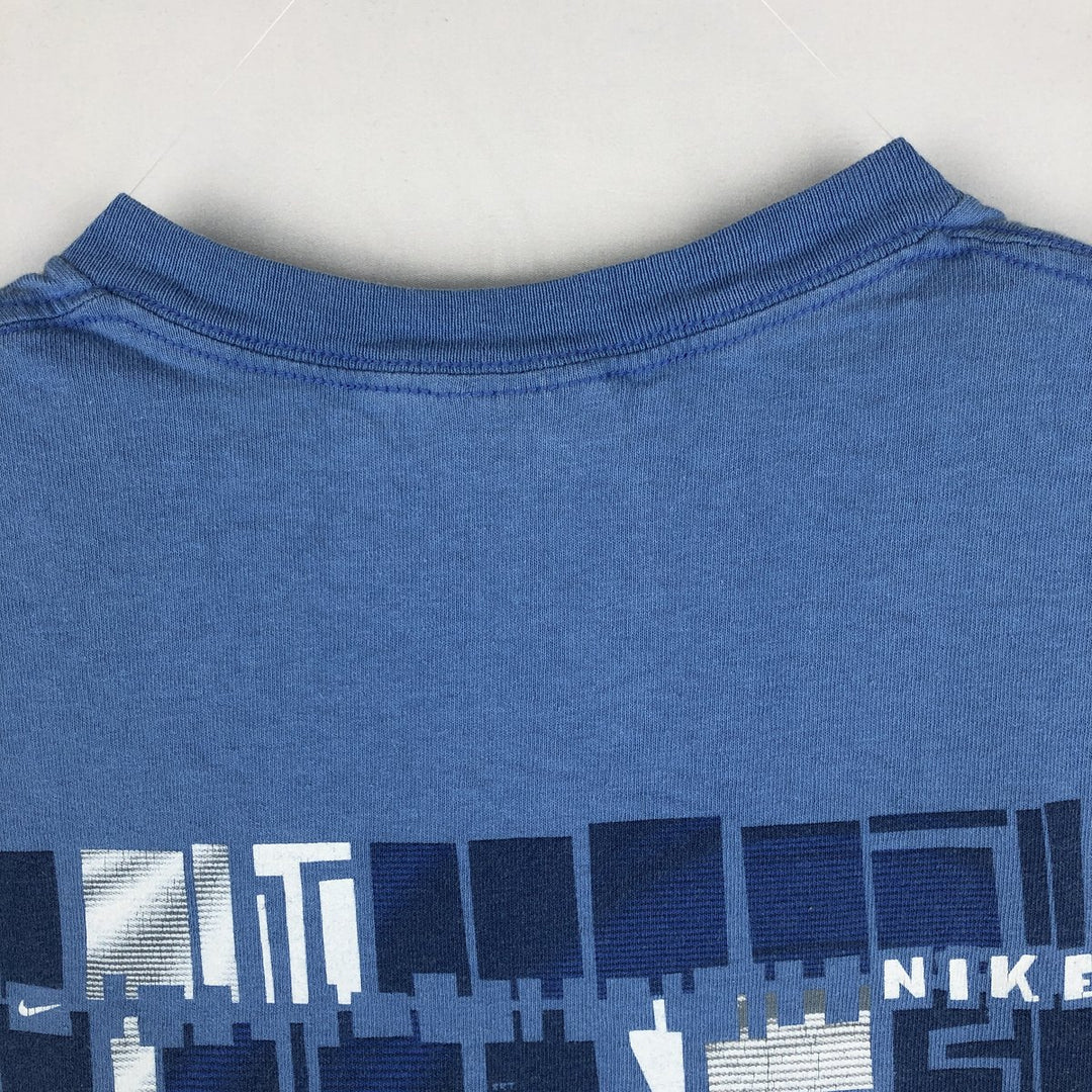 Nike logo print T-shirt, made in USA, men's size XL. cotton blue type Vintage Second Hand