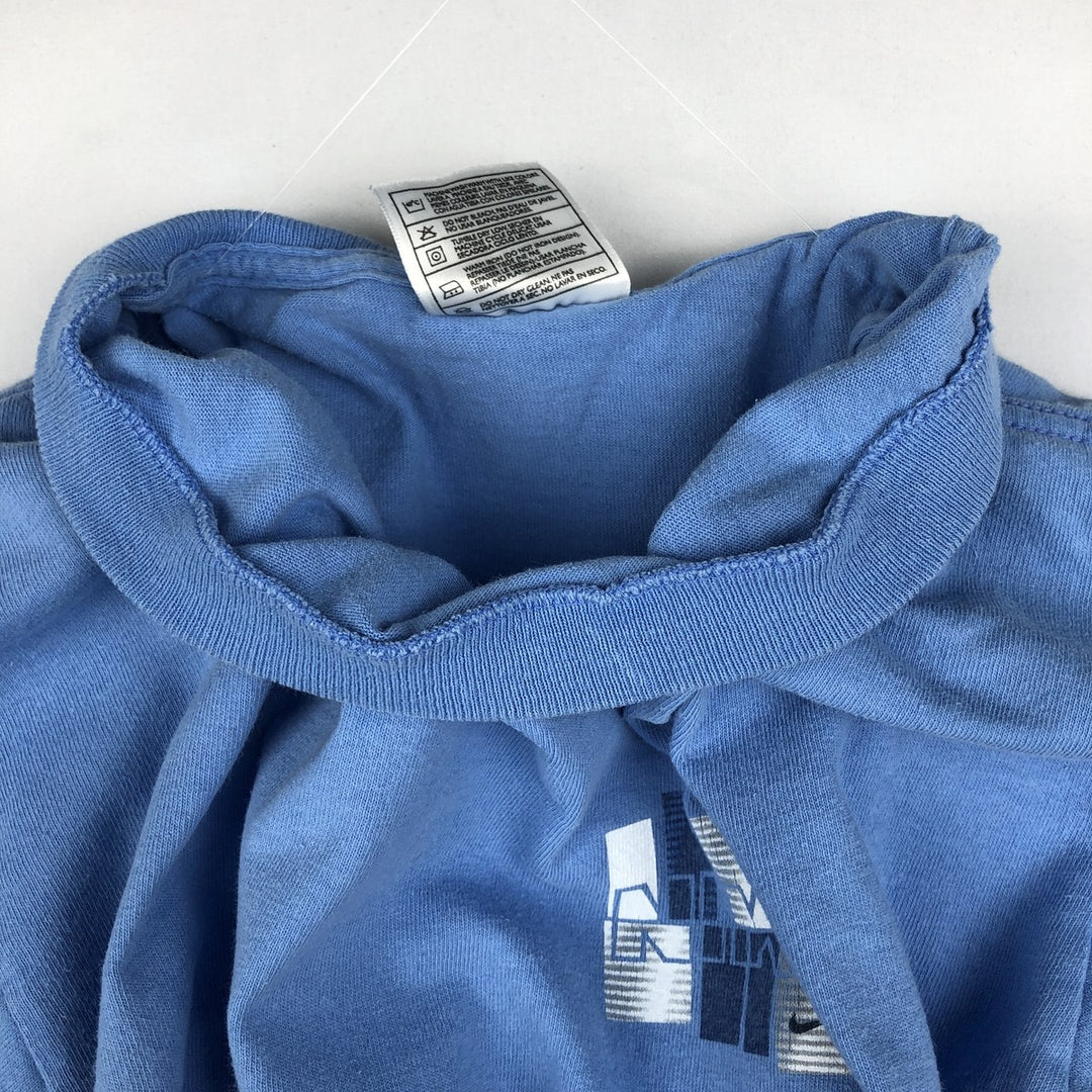 Nike logo print T-shirt, made in USA, men's size XL. cotton blue type Vintage Second Hand