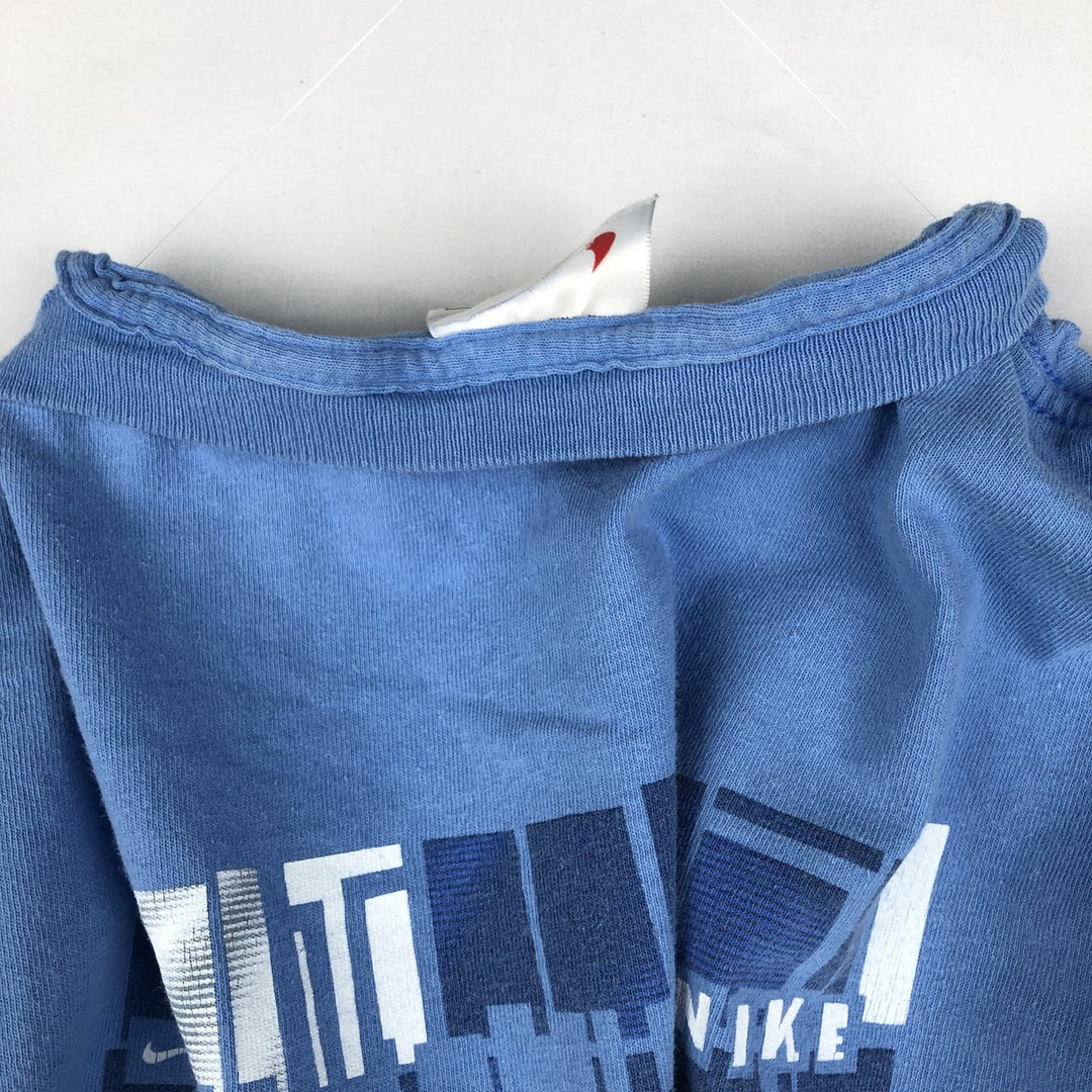 Nike logo print T-shirt, made in USA, men's size XL. cotton blue type Vintage Second Hand