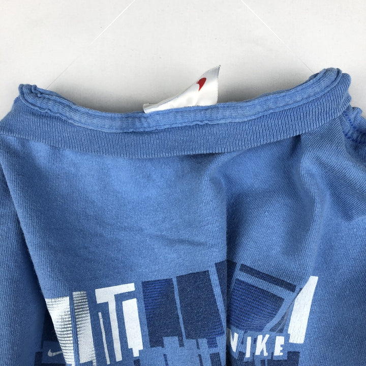 Nike logo print T-shirt, made in USA, men's size XL. cotton blue type Vintage Second Hand