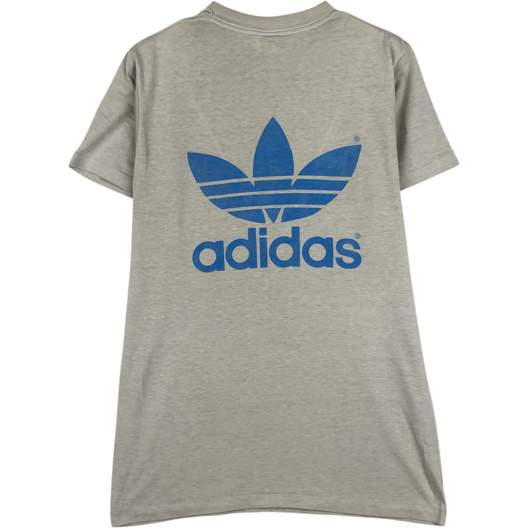 80'S Adidas logo t-shirt, made in USA, men's size M (approx.), crew neck, vintage. polyester gray type Vintage Second Hand