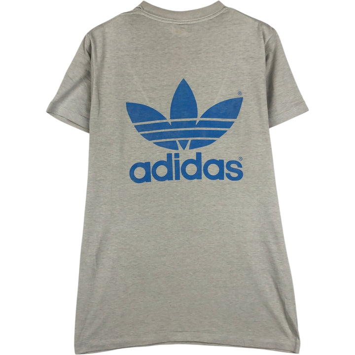 80'S Adidas logo t-shirt, made in USA, men's size M (approx.), crew neck, vintage. polyester gray type Vintage Second Hand