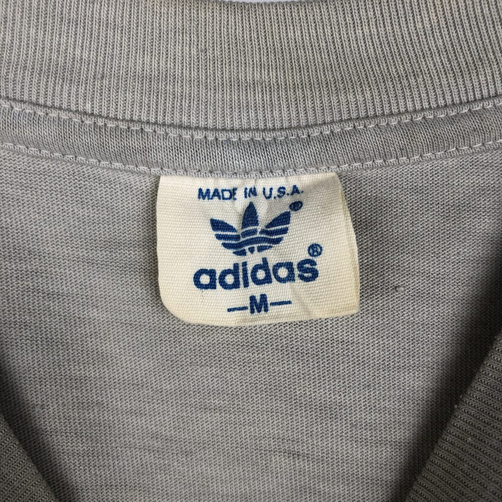 80'S Adidas logo t-shirt, made in USA, men's size M (approx.), crew neck, vintage. polyester gray type Vintage Second Hand