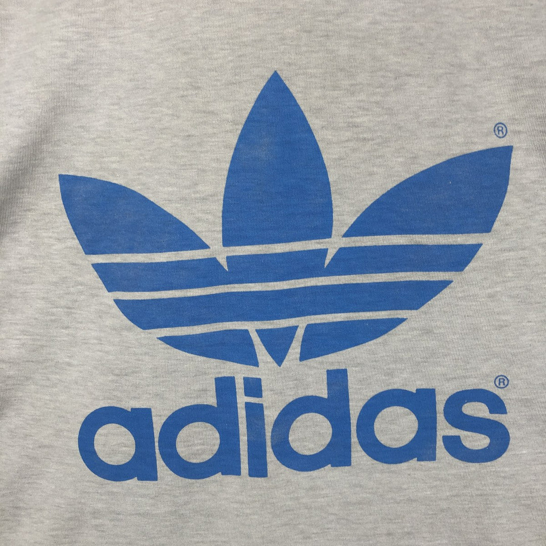 80'S Adidas logo t-shirt, made in USA, men's size M (approx.), crew neck, vintage. polyester gray type Vintage Second Hand