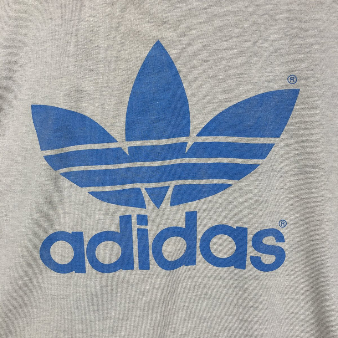 80'S Adidas logo t-shirt, made in USA, men's size M (approx.), crew neck, vintage. polyester gray type Vintage Second Hand