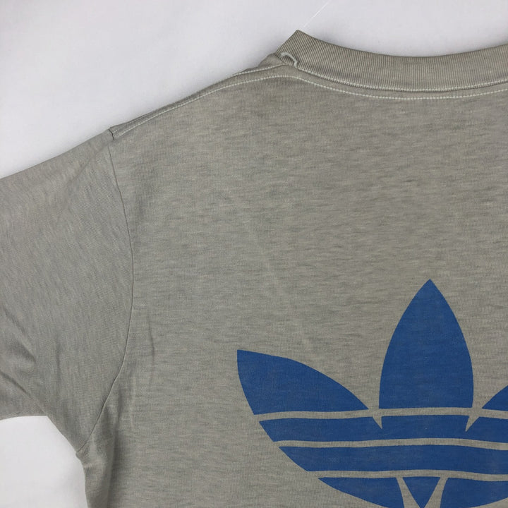 80'S Adidas logo t-shirt, made in USA, men's size M (approx.), crew neck, vintage. polyester gray type Vintage Second Hand