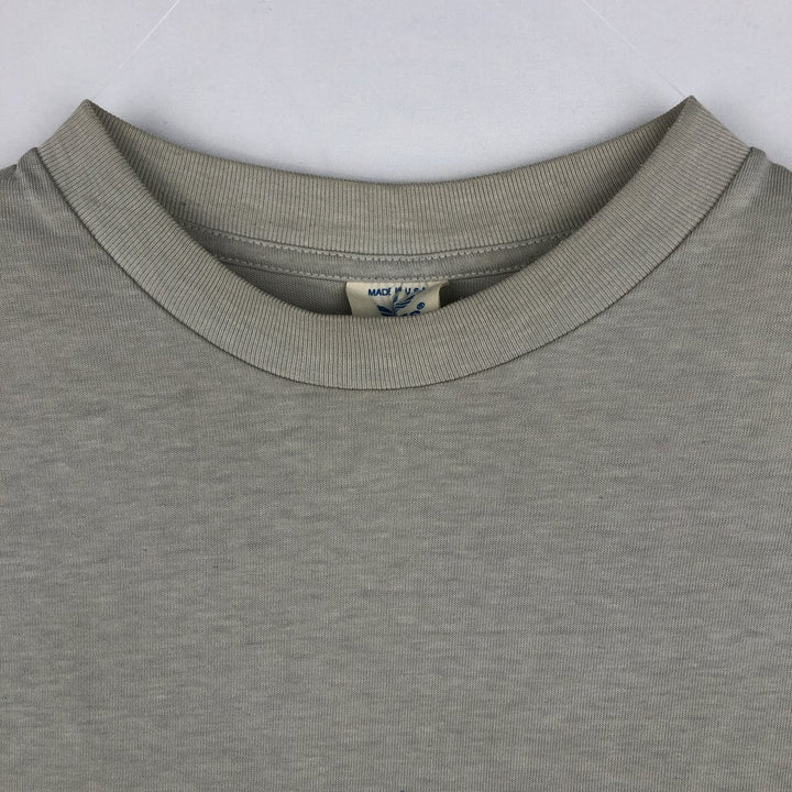 80'S Adidas logo t-shirt, made in USA, men's size M (approx.), crew neck, vintage. polyester gray type Vintage Second Hand