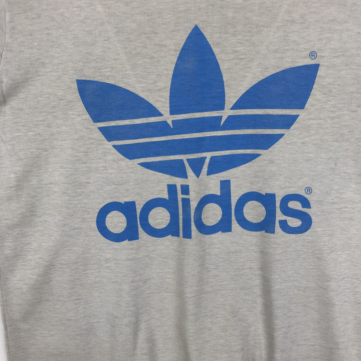 80'S Adidas logo t-shirt, made in USA, men's size M (approx.), crew neck, vintage. polyester gray type Vintage Second Hand