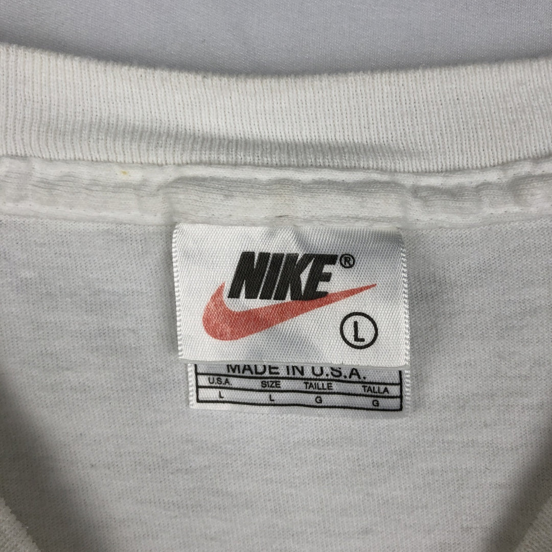 90'S Nike Michael Jordan Restaurant Sports Print T-Shirt, Made in USA, Men's Size L cotton white type Vintage Second Hand