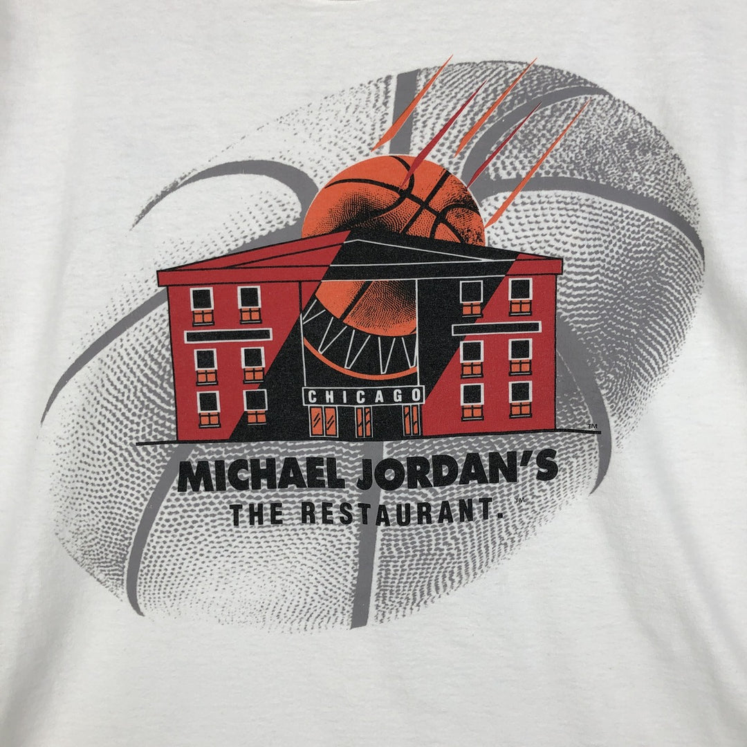 90'S Nike Michael Jordan Restaurant Sports Print T-Shirt, Made in USA, Men's Size L cotton white type Vintage Second Hand