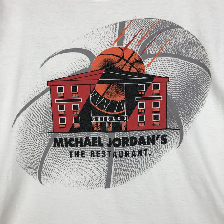 90'S Nike Michael Jordan Restaurant Sports Print T-Shirt, Made in USA, Men's Size L cotton white type Vintage Second Hand