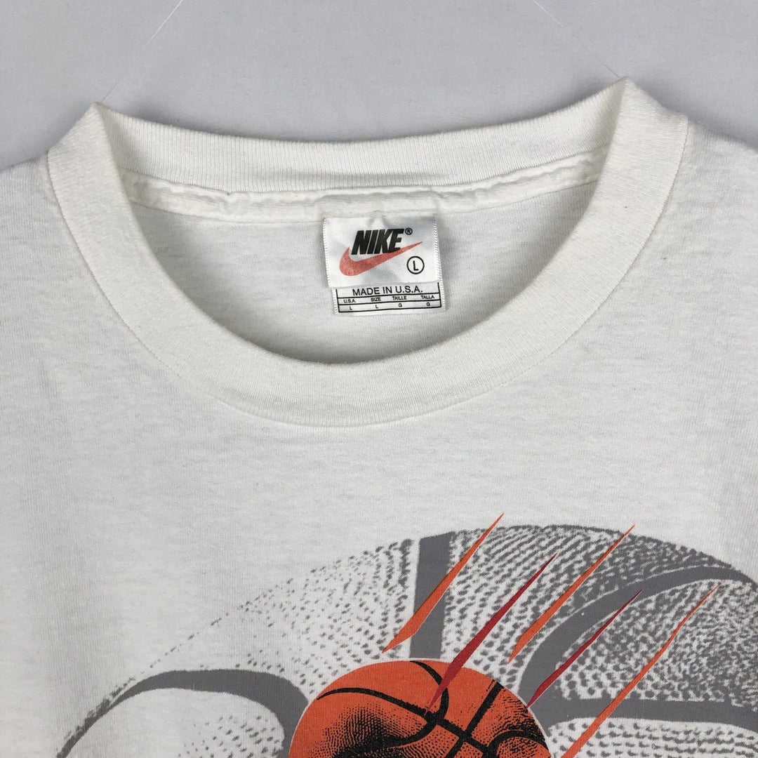 90'S Nike Michael Jordan Restaurant Sports Print T-Shirt, Made in USA, Men's Size L cotton white type Vintage Second Hand