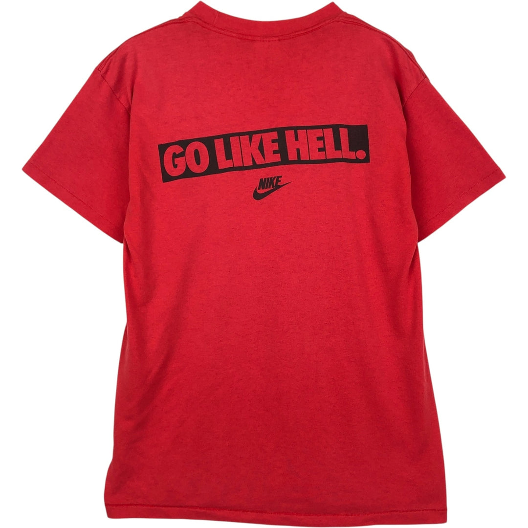 90'S Nike Silver Tag Sports Print T-Shirt Made in USA Men's L Size Vintage polyester red type Vintage Second Hand