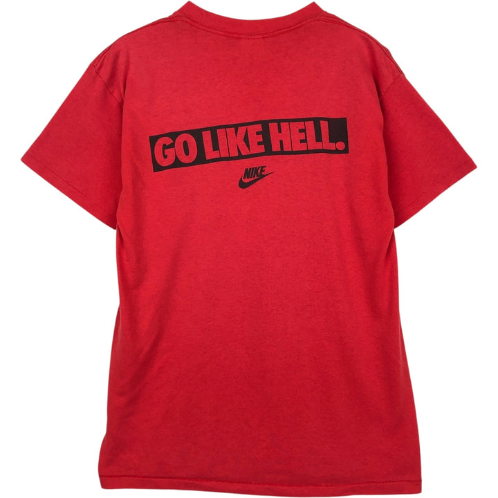 90'S Nike Silver Tag Sports Print T-Shirt Made in USA Men's L Size Vintage polyester red type Vintage Second Hand