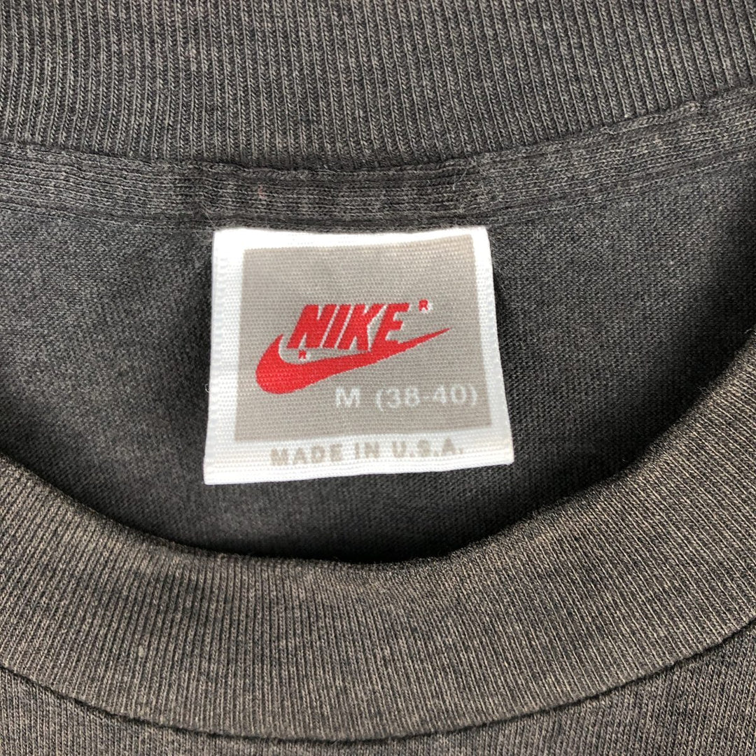 Nike Silver Tag Logo Print T-Shirt, Made in USA, Men's Size M (approx.), Vintage polyester Charcoal Vintage Second Hand