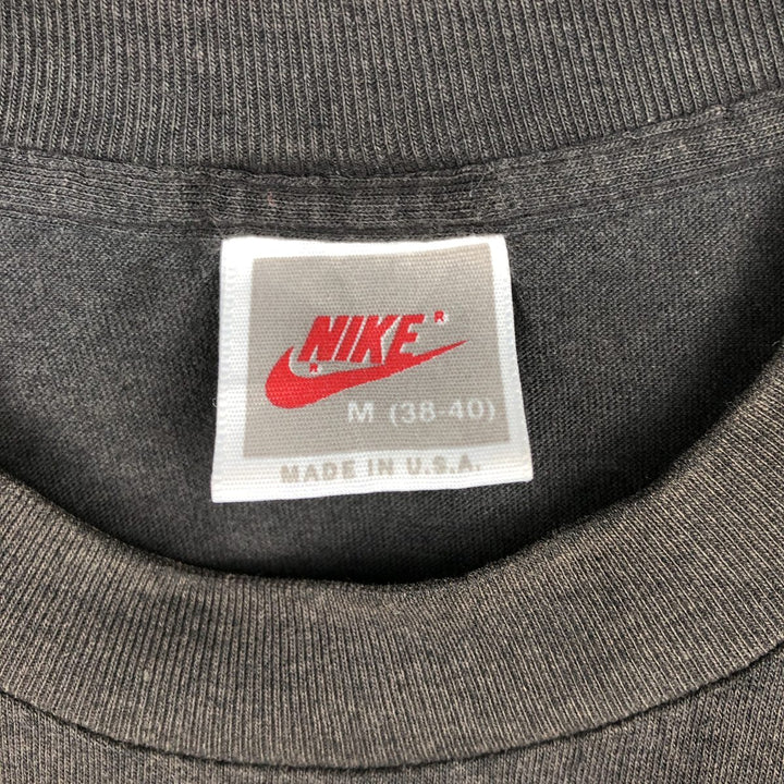Nike Silver Tag Logo Print T-Shirt, Made in USA, Men's Size M (approx.), Vintage polyester Charcoal Vintage Second Hand