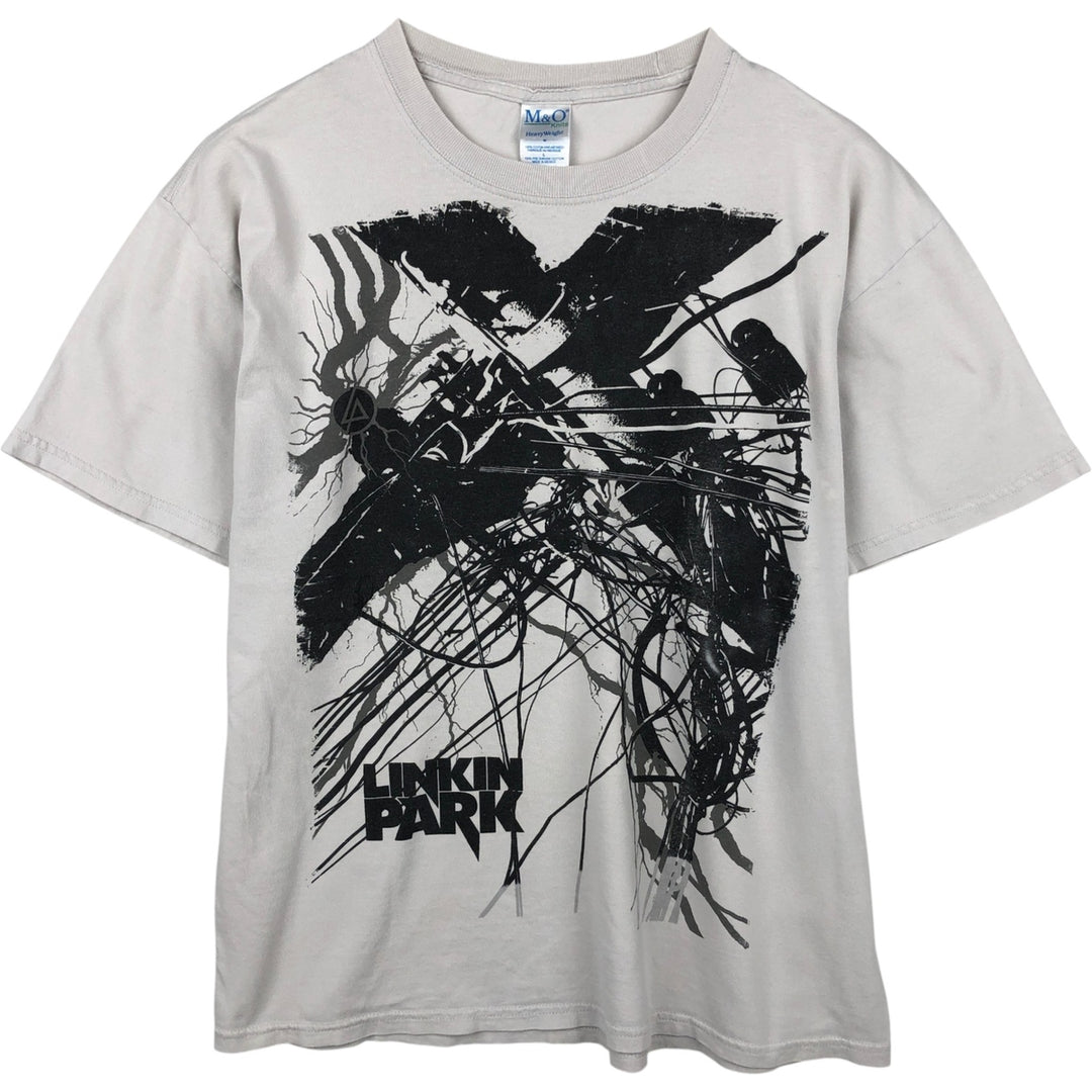 M and O Knits LINKIN PARK Band T-shirt (Men's size L equivalent) cotton white type Vintage Second Hand