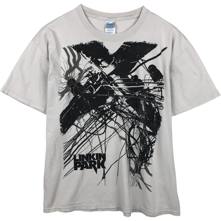 M and O Knits LINKIN PARK Band T-shirt (Men's size L equivalent) cotton white type Vintage Second Hand