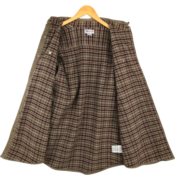 Carhartt Long Sleeve Duck Work Shirt, Men's Size Medium cotton brown type Vintage Second Hand